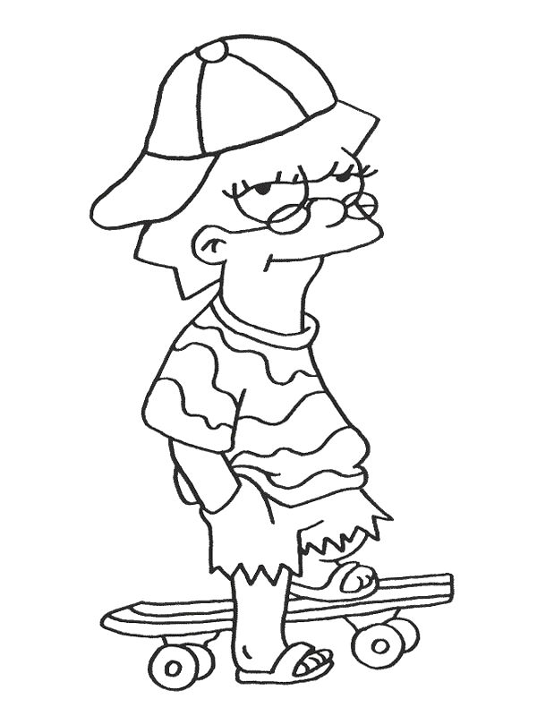 coloriage lisa simpson se deguise en skateur
